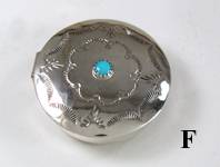 Navajo sterling silver Pill round pill box with turquoise stone