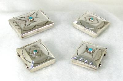Navajo Handmade Sterling Silver and Turquioise Pill Boxes