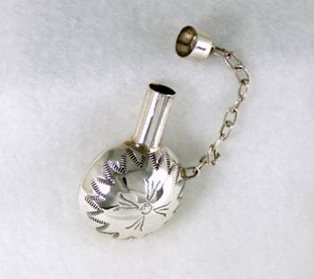 Navajo Handmade Sterling Silver and Turquioise Miniature Coffee Pot