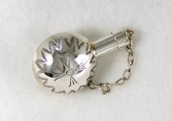 Navajo Handmade Sterling Silver and Turquioise Miniature Coffee Pot