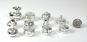 Hand made Native American Indian Jewelry; Navajo Sterling Silver Miniature Set