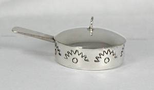Navajo Handmade Sterling Silver and Turquioise Miniature Frying Pan