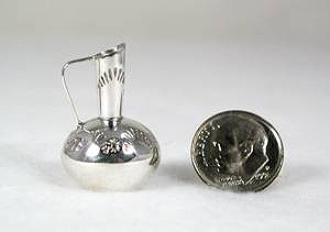 Navajo Handmade Sterling Silver and Turquioise Miniature Wedding Vase