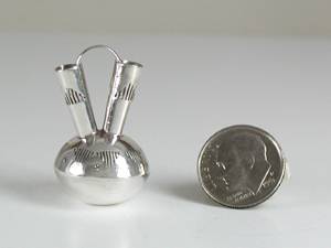 Navajo Handmade Sterling Silver and Turquioise Miniature Wedding Vase