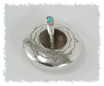 Navajo sterling silver salt cellar with spoon
