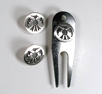 Hand made Native American Indian Jewelry; Navajo Sterling Silver Golf Ball Marker Set