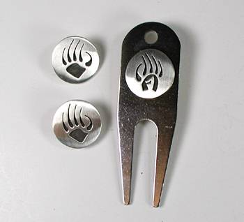 Hand made Native American Indian Jewelry; Navajo Sterling Silver Golf Ball Marker Set