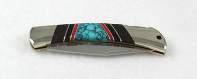 Navajo Inlay Steel Warrior Pocket Knife with inlay handle.