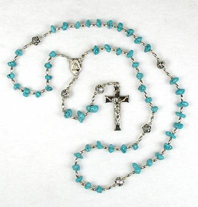 Navajo Sterling Silver and Turquoise Rosary