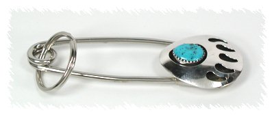 Sterling Silver  and Turquoise Bearpaw Key Ring