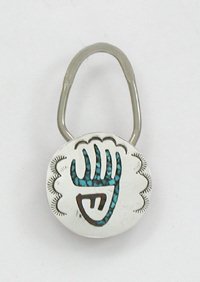Hand made Native American Indian Jewelry; Navajo Sterling Silver  and Turquoise Bear paw print  Key Ring