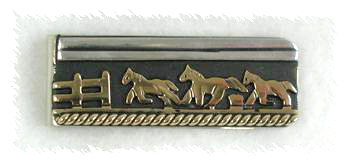 Hand made Native American Indian Jewelry; Navajo Sterling Silver  and Gold  Storyteller Money Clip
