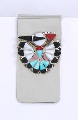 Zuni Thunderbird Money Clip Sterling Silver and Turquoise