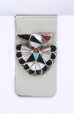 Zuni Thunderbird Money Clip Sterling Silver and Turquoise