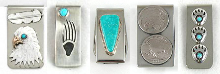 Native American Indian sterling silver money clips