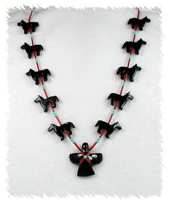 Navajo Heishi Horse Fetish Choker Necklace