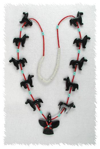 Navajo Heishi Horse Fetish Choker Necklace