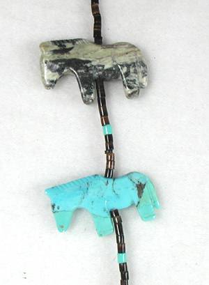 Navajo Heishi Horse Fetish Choker Necklace and Earrings