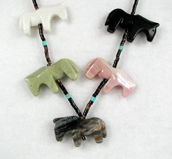 Navajo Heishi Horse Fetish Choker Necklace and Earrings