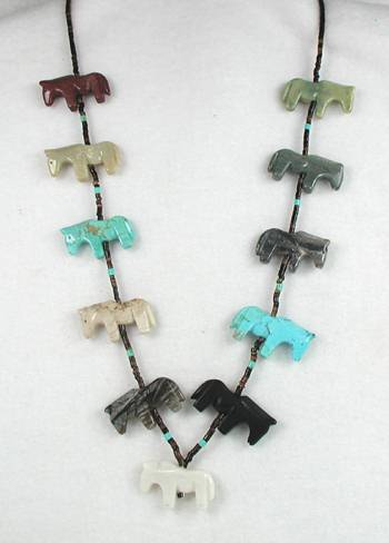 Navajo Heishi Horse Fetish Choker Necklace and Earrings