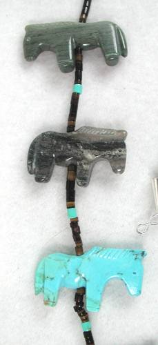 Navajo Heishi Horse Fetish Choker Necklace and Earrings