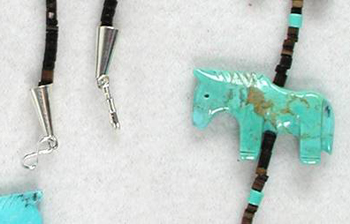Navajo Heishi Horse Fetish Choker Necklace and Earrings