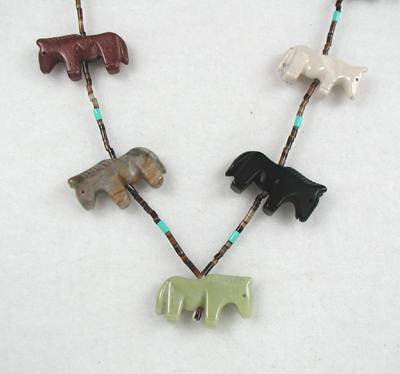 Navajo Heishi Horse Fetish Choker Necklace and Earrings