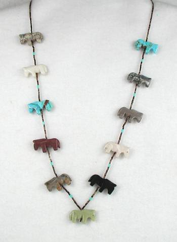 Navajo Heishi Horse Fetish Choker Necklace and Earrings