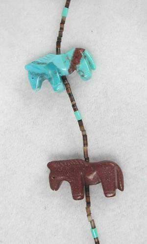 Navajo Heishi Horse Fetish Choker Necklace and Earrings