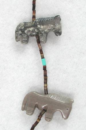 Navajo Heishi Horse Fetish Choker Necklace and Earrings