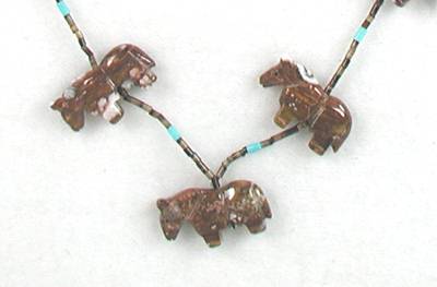 Navajo Heishi Horse Fetish Choker Necklace and Earrings