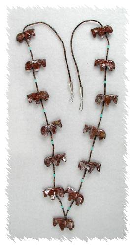 Navajo Heishi Horse Fetish Choker Necklace and Earrings