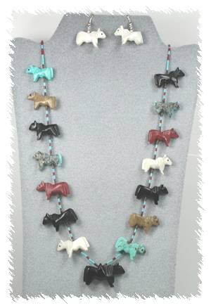 Zuni Heishi Fetish Necklace by Frank Avelecio