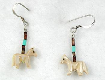 Navajo Heishi Ivory Horse Fetish Choker Necklace and Earrings by Hector Goodluck