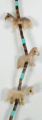 Navajo Heishi Ivory Horse Fetish Choker Necklace and Earrings by Hector Goodluck