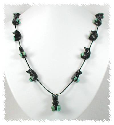 Navajo Heishi Horse Fetish Choker Necklace and Earrings