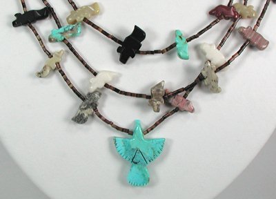 Navajo Heishi Animal Fetish Necklace
