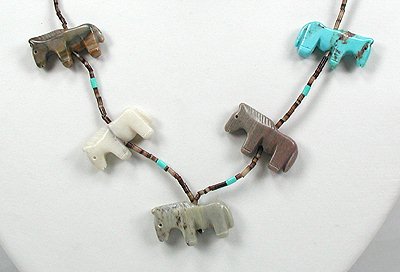 Navajo Heishi Horse Fetish Necklace