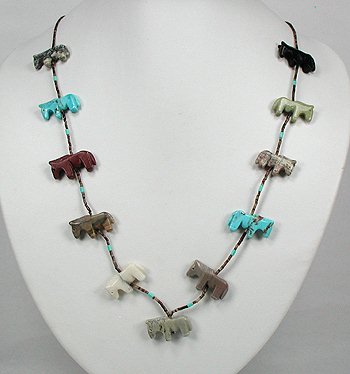 Navajo Heishi Horse Fetish Necklace