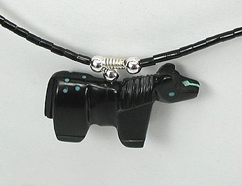 Navajo Heishi Horse Fetish Choker Necklace and Earrings