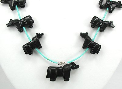 Navajo Heishi Horse Fetish Choker Necklace and Earrings