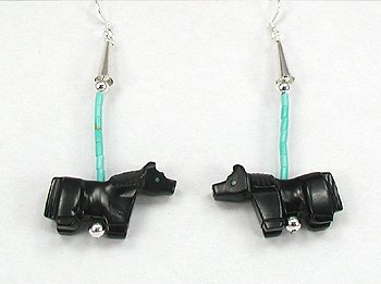 Navajo Heishi Horse Fetish Choker Necklace and Earrings