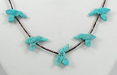 Navajo turquoise  hummingbirt Fetish Necklace by Corrine Ramirez