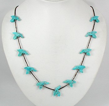 Navajo turquoise  hummingbirt Fetish Necklace by Corrine Ramirez