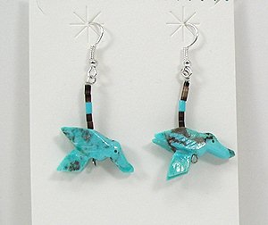 Navajo turquoise  hummingbirt Fetish Necklace by Corrine Ramirez
