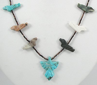 Navajo turquoise  hummingbirt Fetish Necklace by Corrine Ramirez