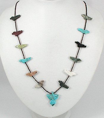 Navajo turquoise  hummingbirt Fetish Necklace by Corrine Ramirez