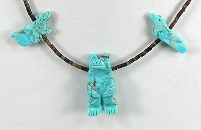 Navajo turquoise  animal Fetish Necklace by Corrine Ramirez