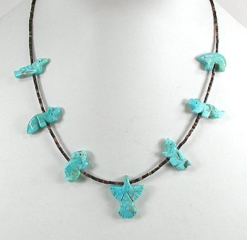 Navajo turquoise  animal Fetish Necklace by Corrine Ramirez