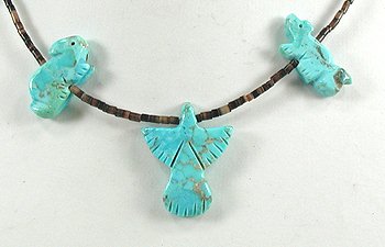 Navajo turquoise  animal Fetish Necklace by Corrine Ramirez